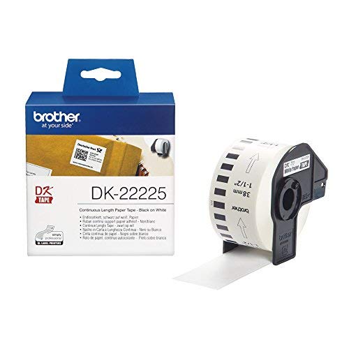 Brother DK-22225 38mm x 30.48m Continuous Length Paper Label Roll (Black On White)