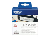 Brother DK-22205 62mm x 30.48m Continuous Length Paper Label Roll (Black On White)