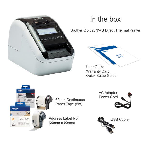 Brother QL-820NWB Wireless and Bluetooth Label Printer – Kingly Pte Ltd