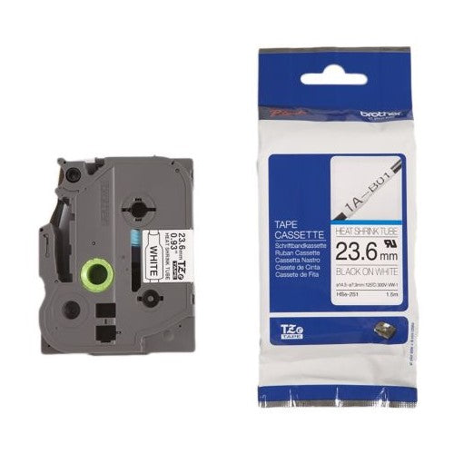 Brother HSE-251 23.6mm Heat Shrink Tube Cartridge / Tape Cassette - Black on White