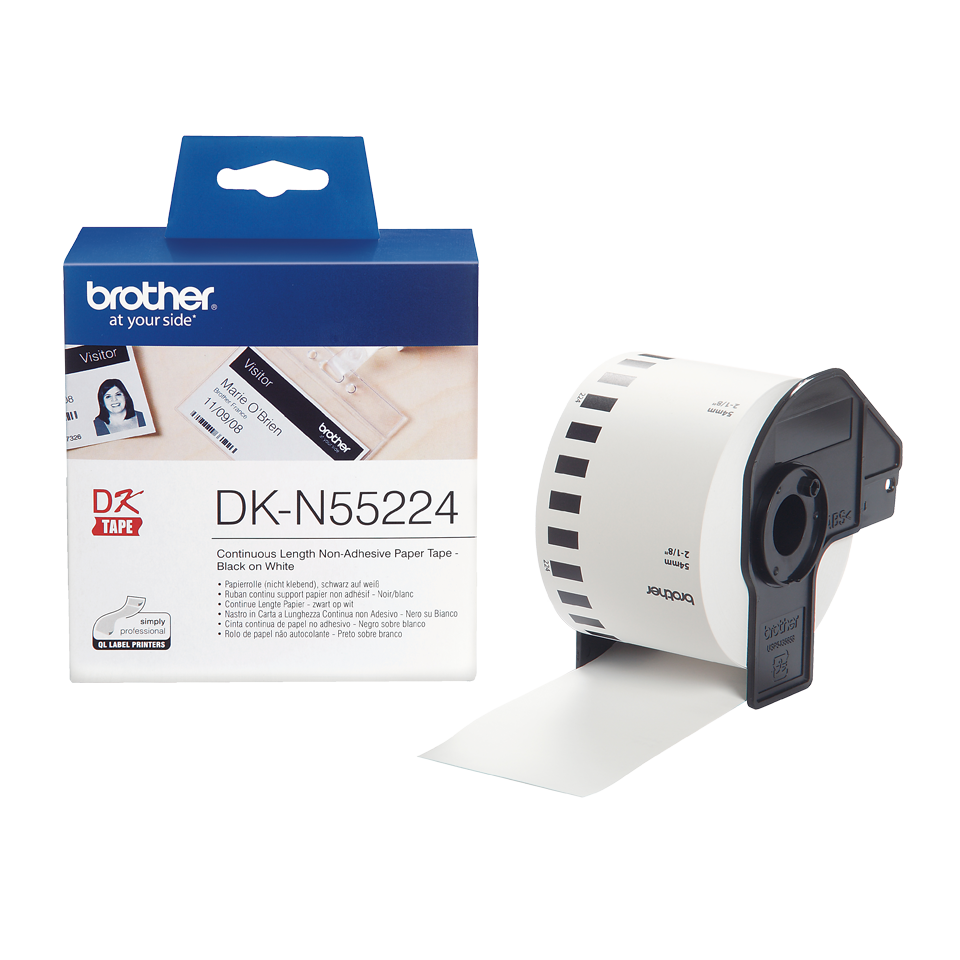 Brother DK-N55224 54mm x 30.48m Continuous Non-Adhesive Paper Roll (Black On White)