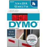 Dymo 45017 Permanent Self-Adhesive D1 Polyester Label Tape, Black on Red, 12mm