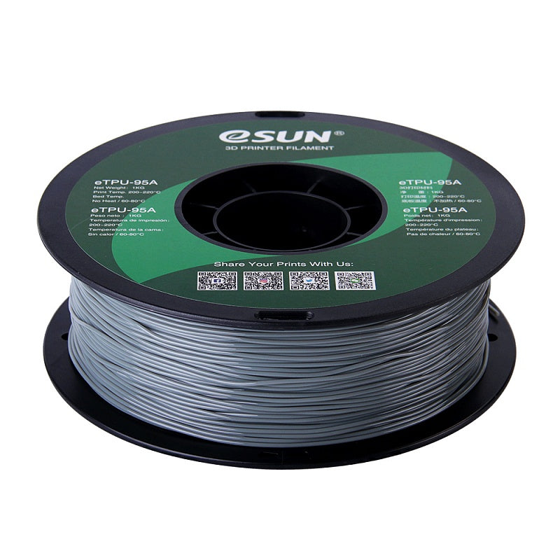 eSUN 3D Grey 1.75mm eTPU-95A Flexible Filament High Quality 1KG for FDM 3D Printer