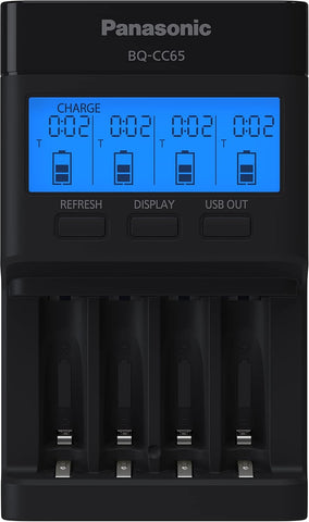 Panasonic Eneloop Pro BQ-CC65 Smart and Quick Charger with LCD Indicator Panel and USB Charging Port