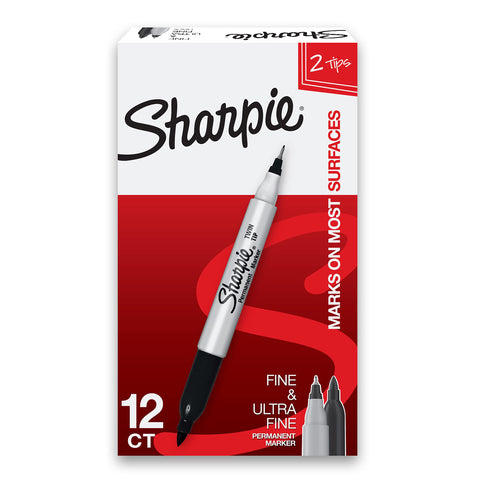 Sharpie Twin Tip Permanent Markers, Fine and Ultra Fine