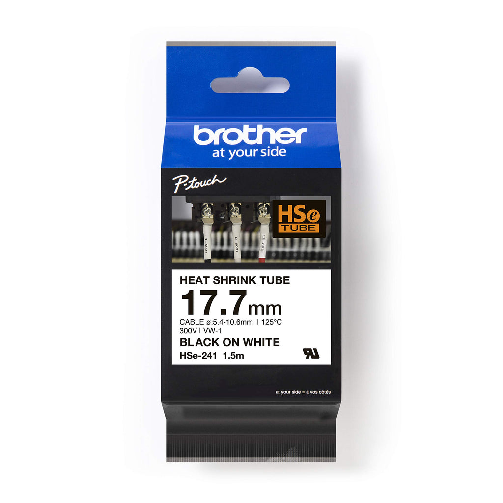 Brother HSE-241 17.7mm Heat Shrink Tube Cartridge / Tape Cassette - Black on White