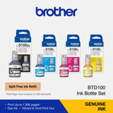 Brother Ink Bottle BTD100BK BTD100C BTD100M BTD100Y Ink Bottle
