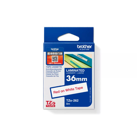 Brother TZe-262 P-Touch Labelling Tape 36mm Red on White