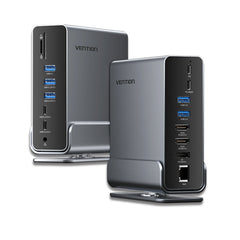 15-in-1 USB-C Vertical Docking Station | 4K@60Hz Triple Display, 100W PD, 10Gbps Data Hub