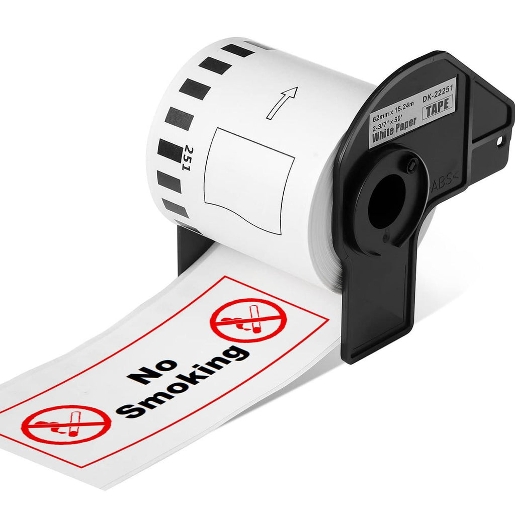 Compatible Brother DK-22251 62mm x 15.24m Continuous Length Paper Label Roll (Black/Red On White)