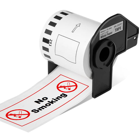 Compatible Brother DK-22251 62mm x 15.24m Continuous Length Paper Label Roll (Black/Red On White)