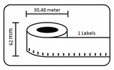 Compatible Brother DK-22205 62mm x 30.48m Continuous Length Paper Roll (Black On White)