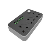 LDNIO SK3662 2-Meter Extension Cord with 3 Anti-Static Socket Outlets and 6 USB 2500W Auto Max 3.4A
