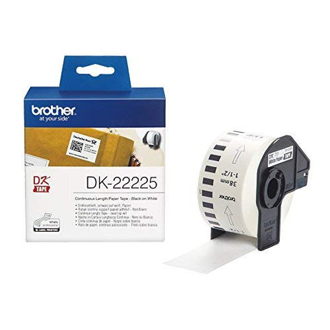Brother DK-22225 38mm x 30.48m Continuous Length Paper Label Roll (Black On White)
