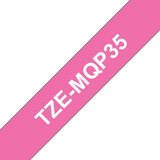 Brother TZe-MQP35 P-Touch Labelling Tape 12mm White on Berry Pink