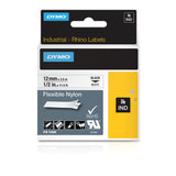Dymo 18488 Industrial Flexible Nylon Labels, Black on White, 12mm