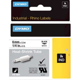 Dymo 18051 Industrial Heat Shrink Tubes, Black on White, 6mm