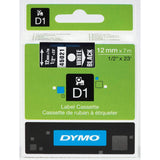 Dymo 45021 Permanent Self-Adhesive D1 Polyester Label Tape, White on Black, 12mm