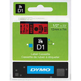 Dymo 45017 Permanent Self-Adhesive D1 Polyester Label Tape, Black on Red, 12mm