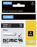 Dymo 1805435 Industrial Permanent Vinyl Labels, White on Black, 12mm