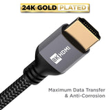 PowerBear 8K HDMI Cable 1.8m Braided Nylon & Gold Connectors