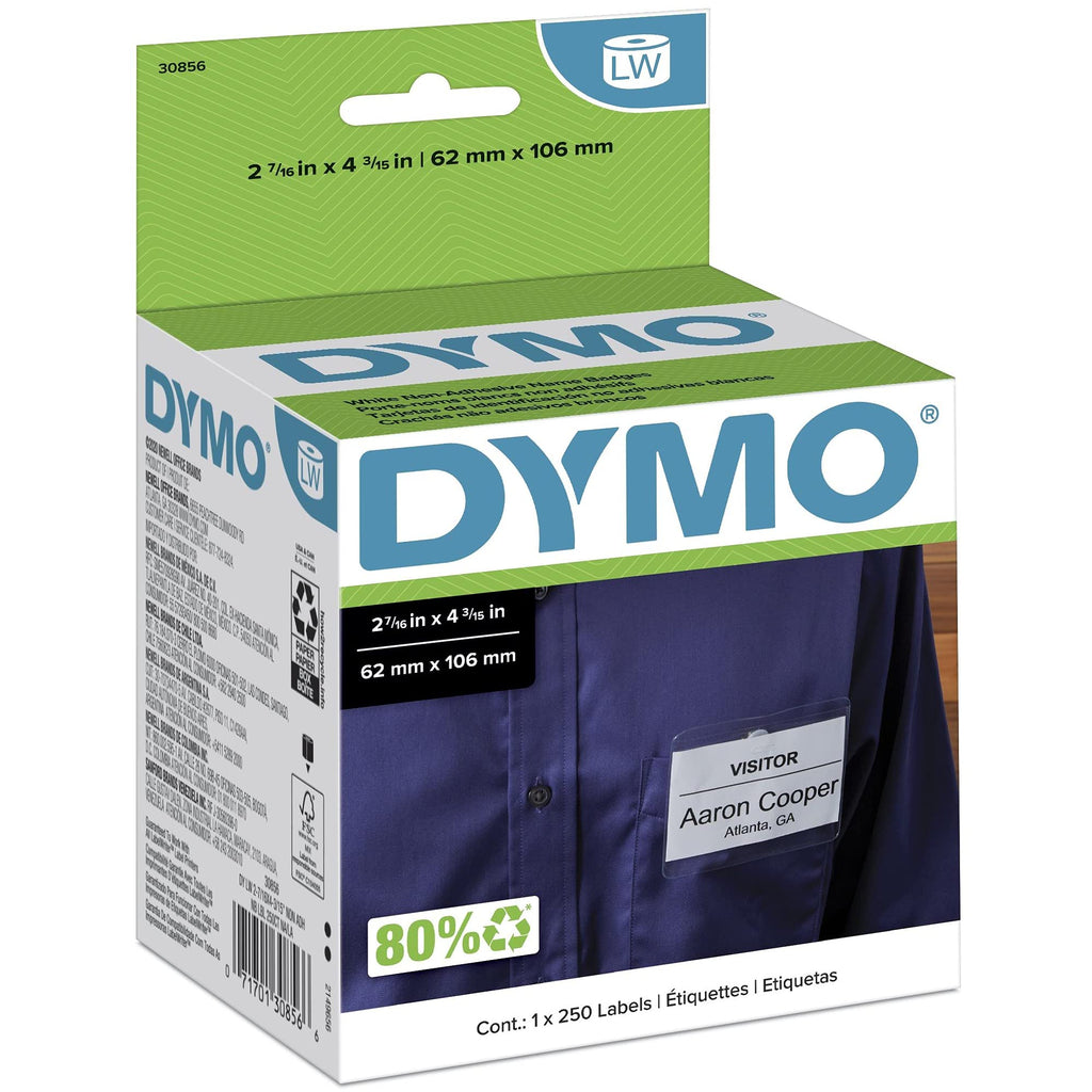 Dymo 30856 Name Badge Labels, 62mm X 106mm