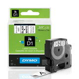 Dymo 45803 Permanent Self-Adhesive D1 Polyester Label Tape, Black on White, 19mm