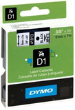 Dymo 40913 Permanent Self-Adhesive D1 Polyester Label Tape, Black on White, 9mm