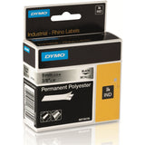 Dymo 18485 Industrial Permanent Labels, Black on Metallic, 9mm