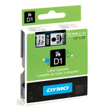 Dymo 45010 Permanent Self-Adhesive D1 Polyester Label Tape, Black on Clear, 12mm