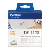 Brother DK-11201 29mm x 90mm 400 Label Roll, Standard Address Labels (Black On White)