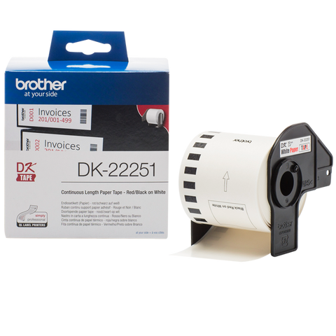 Brother DK-22251 62mm x 15.24m Continuous Length Paper Label Roll (Black/Red On White)