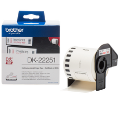 Brother DK-22251 62mm x 15.24m Continuous Length Paper Label Roll (Black/Red On White)