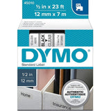 Dymo 45010 Permanent Self-Adhesive D1 Polyester Label Tape, Black on Clear, 12mm