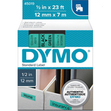 Dymo 45019 Permanent Self-Adhesive D1 Polyester Label Tape, Black on Green, 12mm
