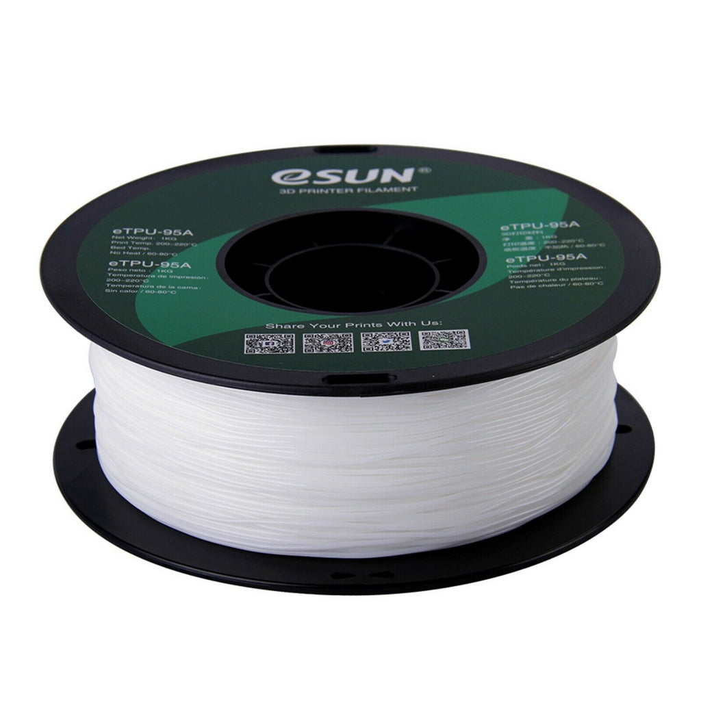 eSUN 3D White 1.75mm eTPU-95A Flexible Filament High Quality 1KG for FDM 3D Printer
