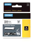 Dymo 18489 Industrial Flexible Nylon Labels, Black on White, 19mm