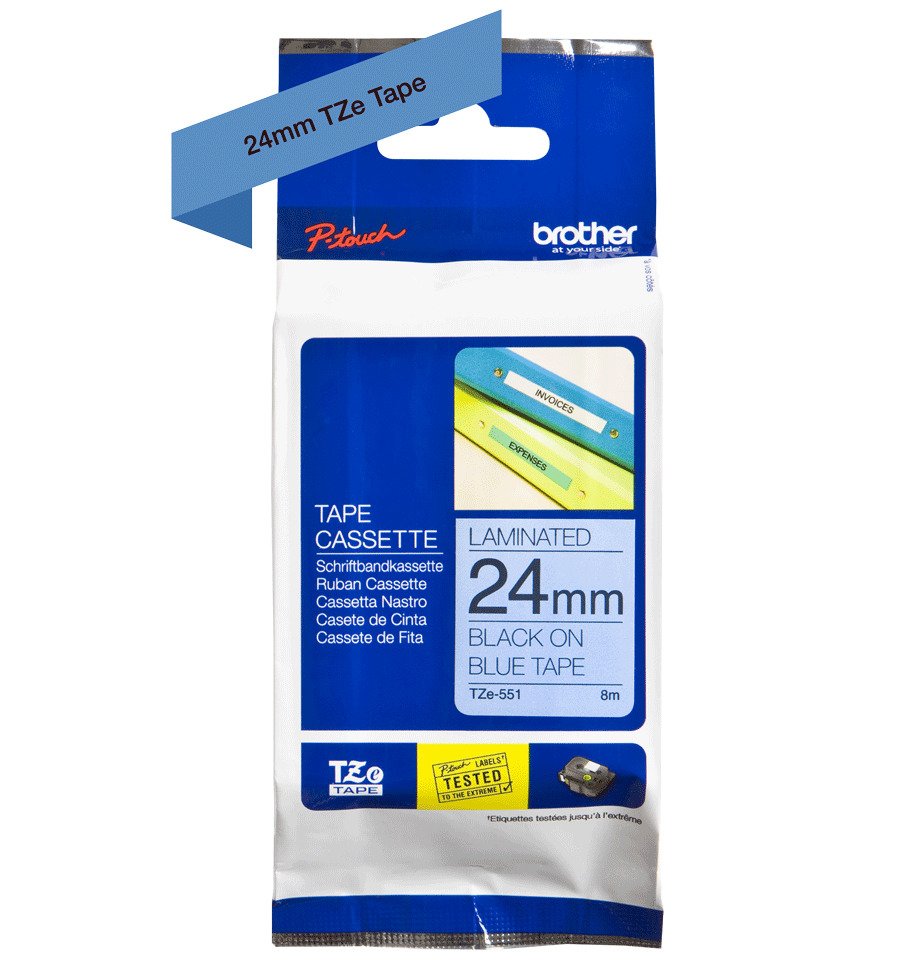 Brother TZe-551 P-Touch Labelling Tape 24mm Black on Blue